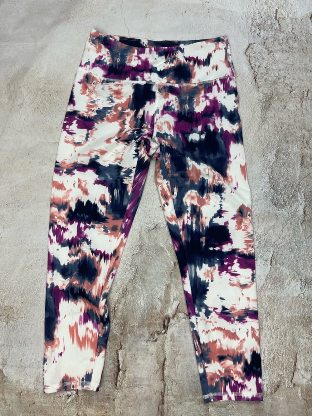 Marika White Multi-Color Abstract High-Waisted Mid-Calf Leggings